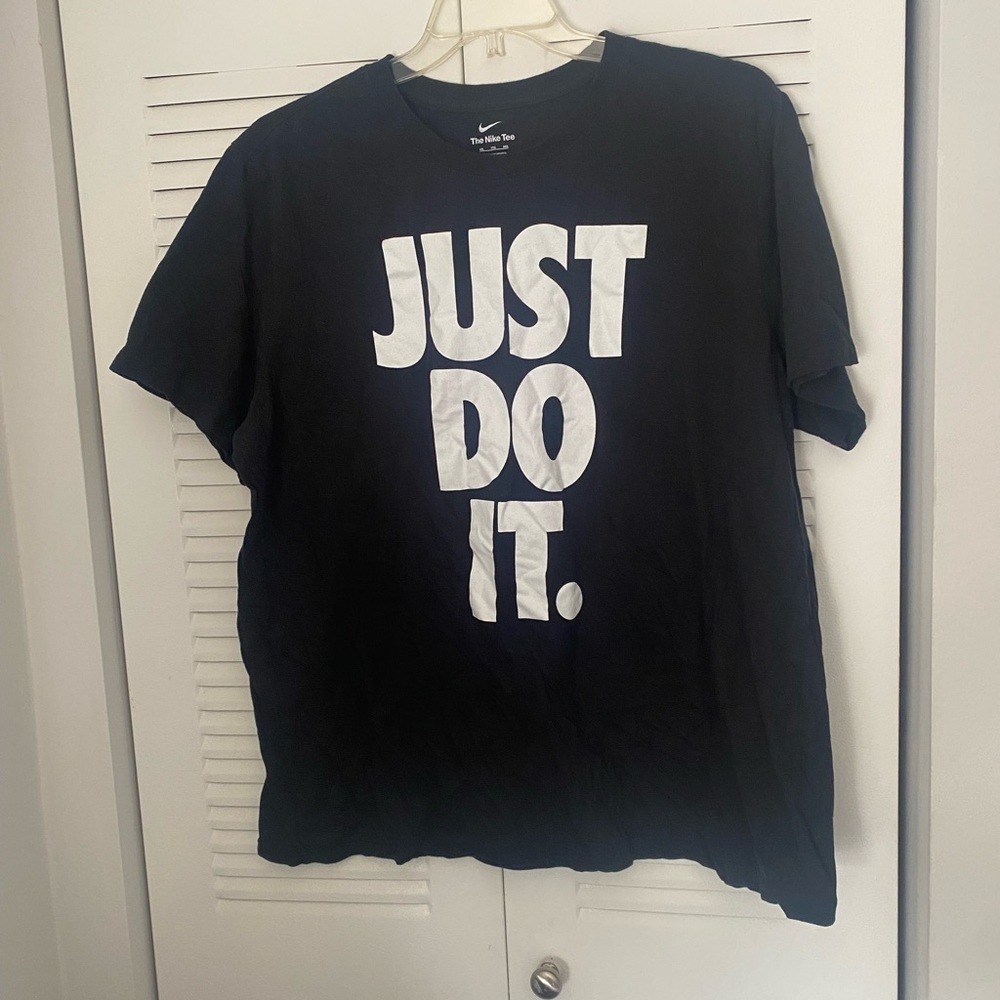 Nike Black Tee with White 'Just Do It' Slogan